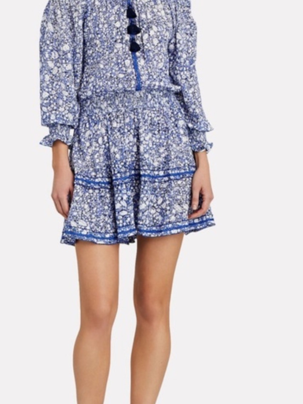 Poupette St. Barth Blue Floral Tiered Mini Skirt - Picture 1 of 8